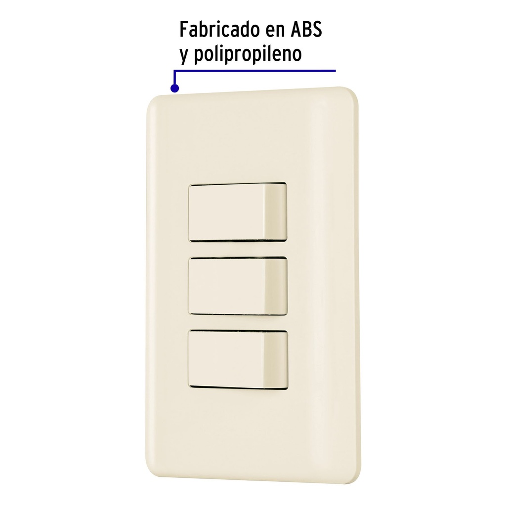 PA-APTR-BI | Placa armada 3 interruptores, marfil, Volteck