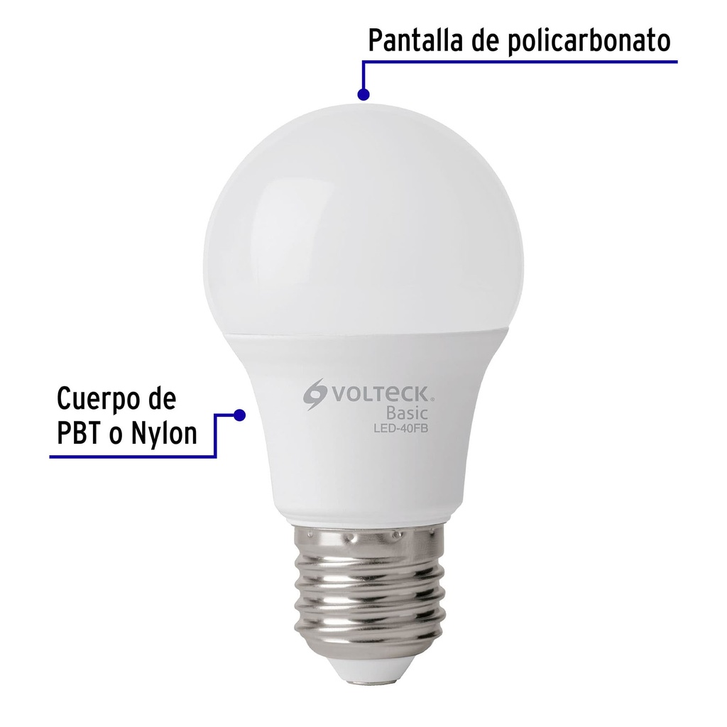 LED-40FB | Lámpara LED A19 6 W (equiv. 40 W), luz de día, caja, Basic