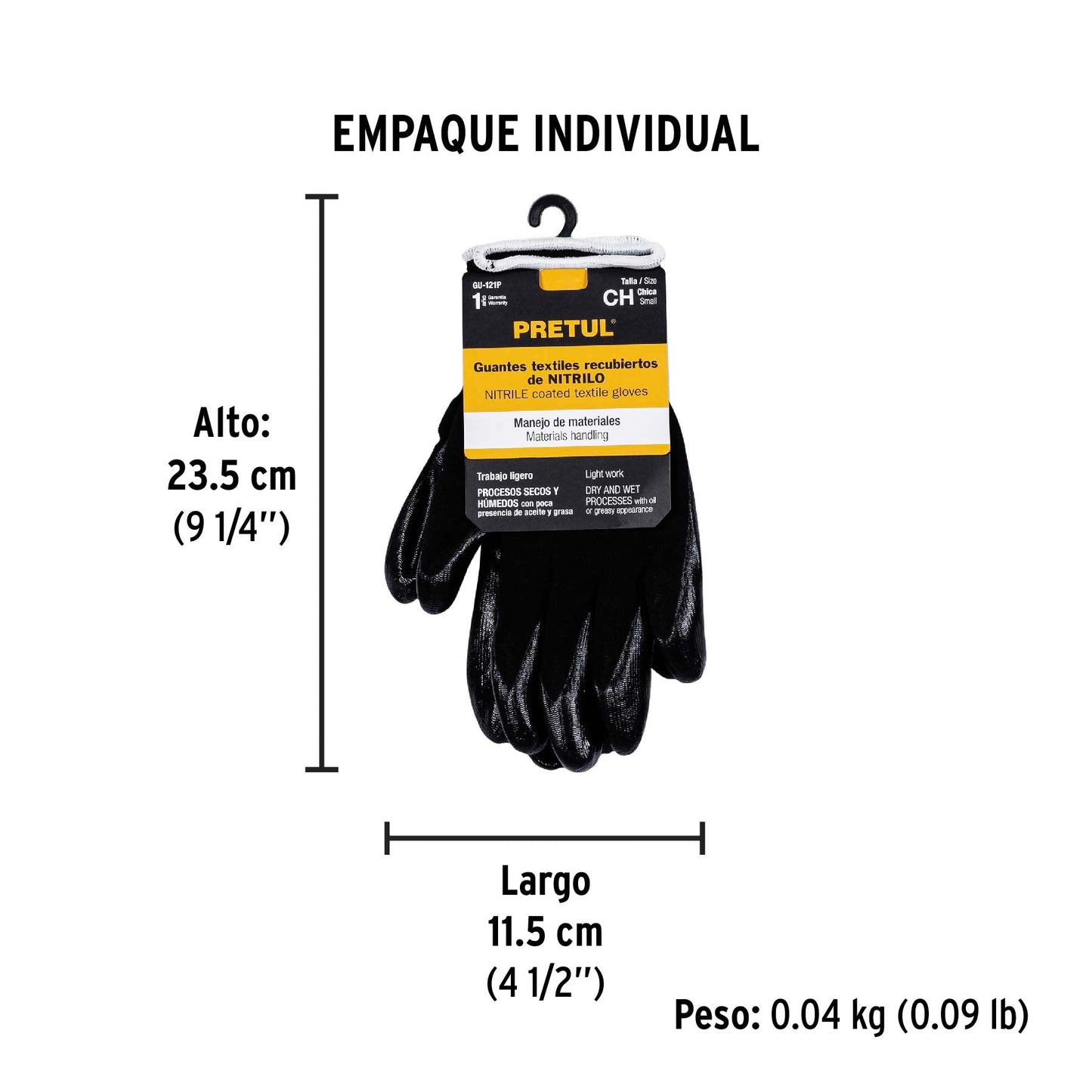Guantes de nylon recubiertos de nitrilo, CH, PRETUL | GU-121P | 20026