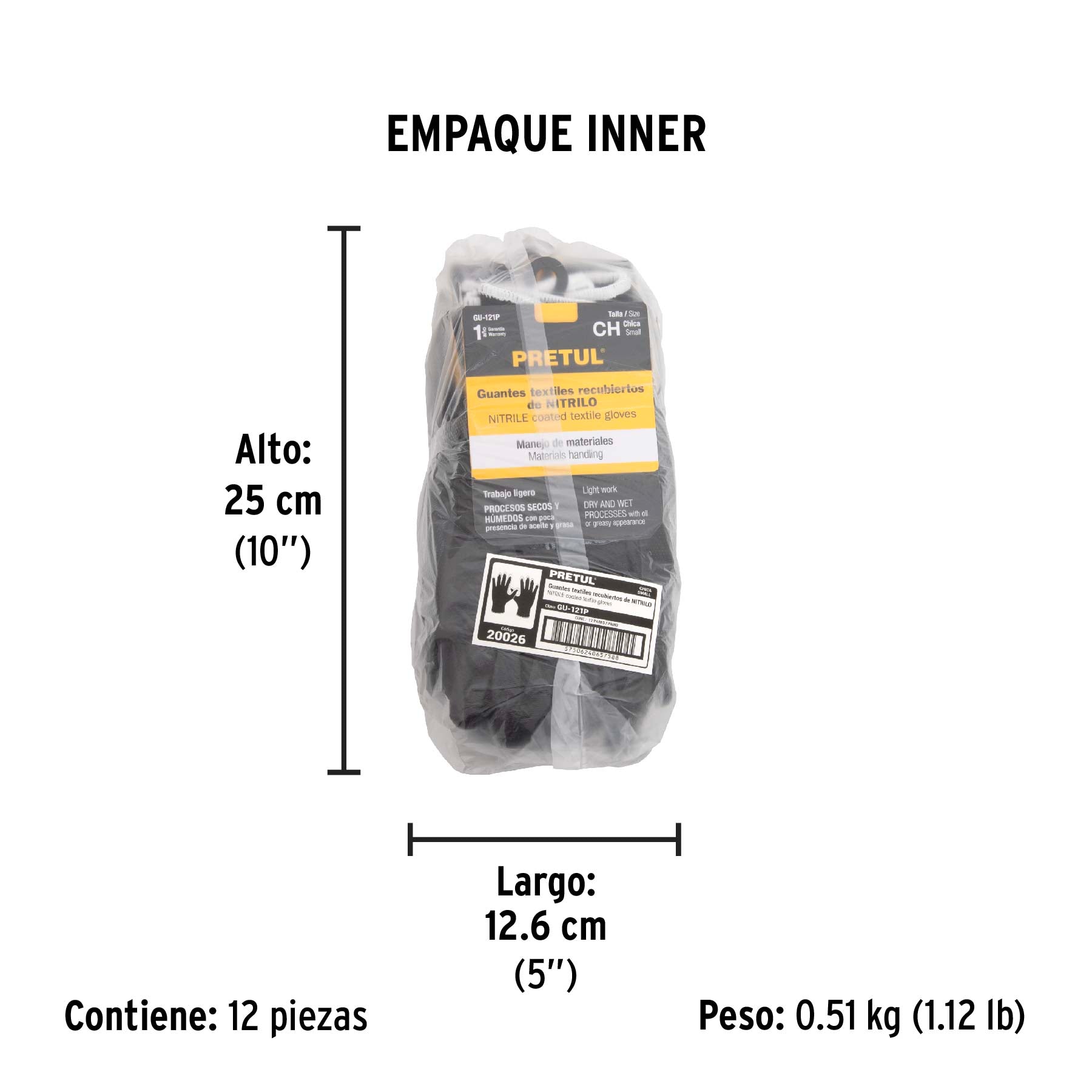Guantes de nylon recubiertos de nitrilo, CH, PRETUL | GU-121P | 20026
