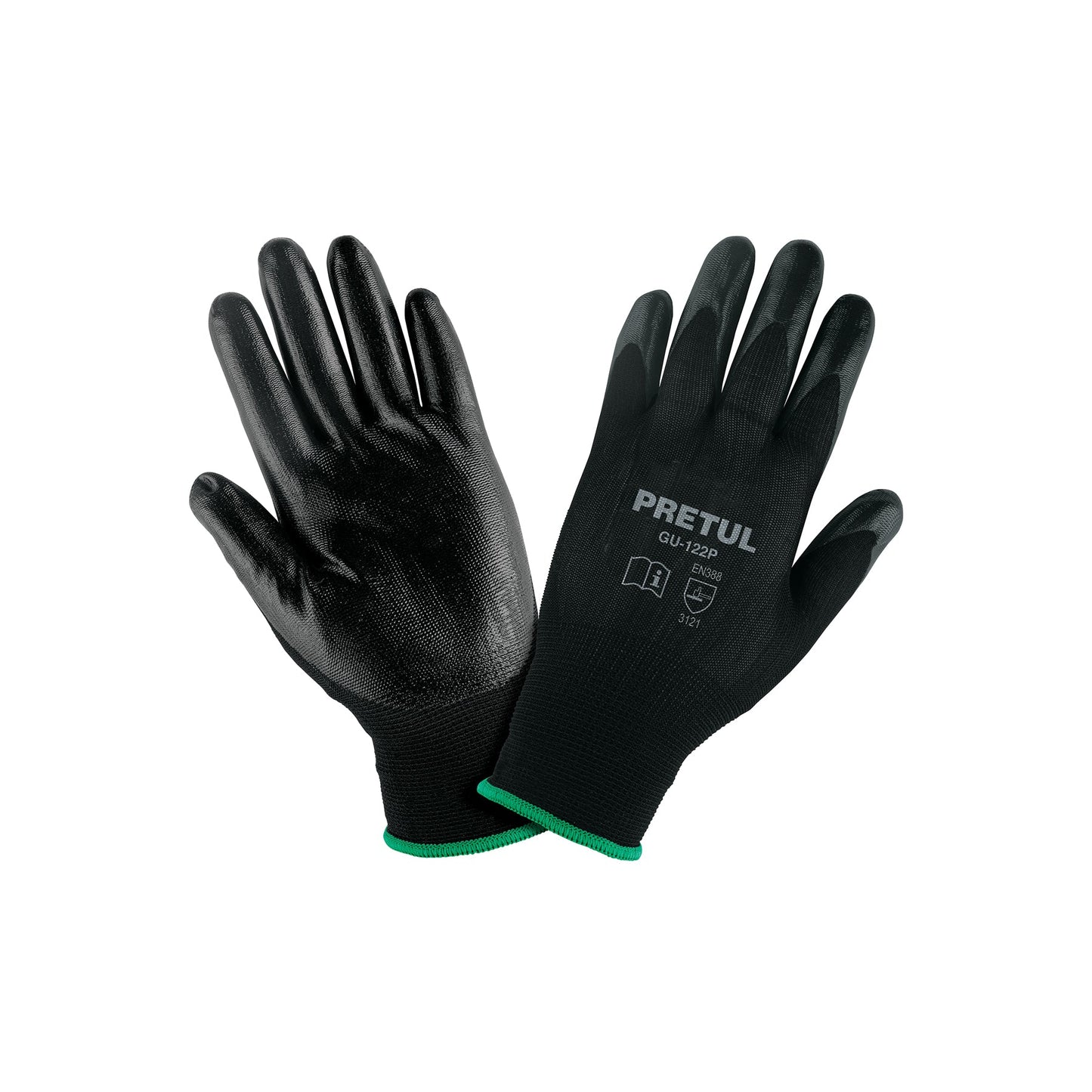 Guantes de nylon recubiertos de nitrilo, M, PRETUL | GU-122P | 20027