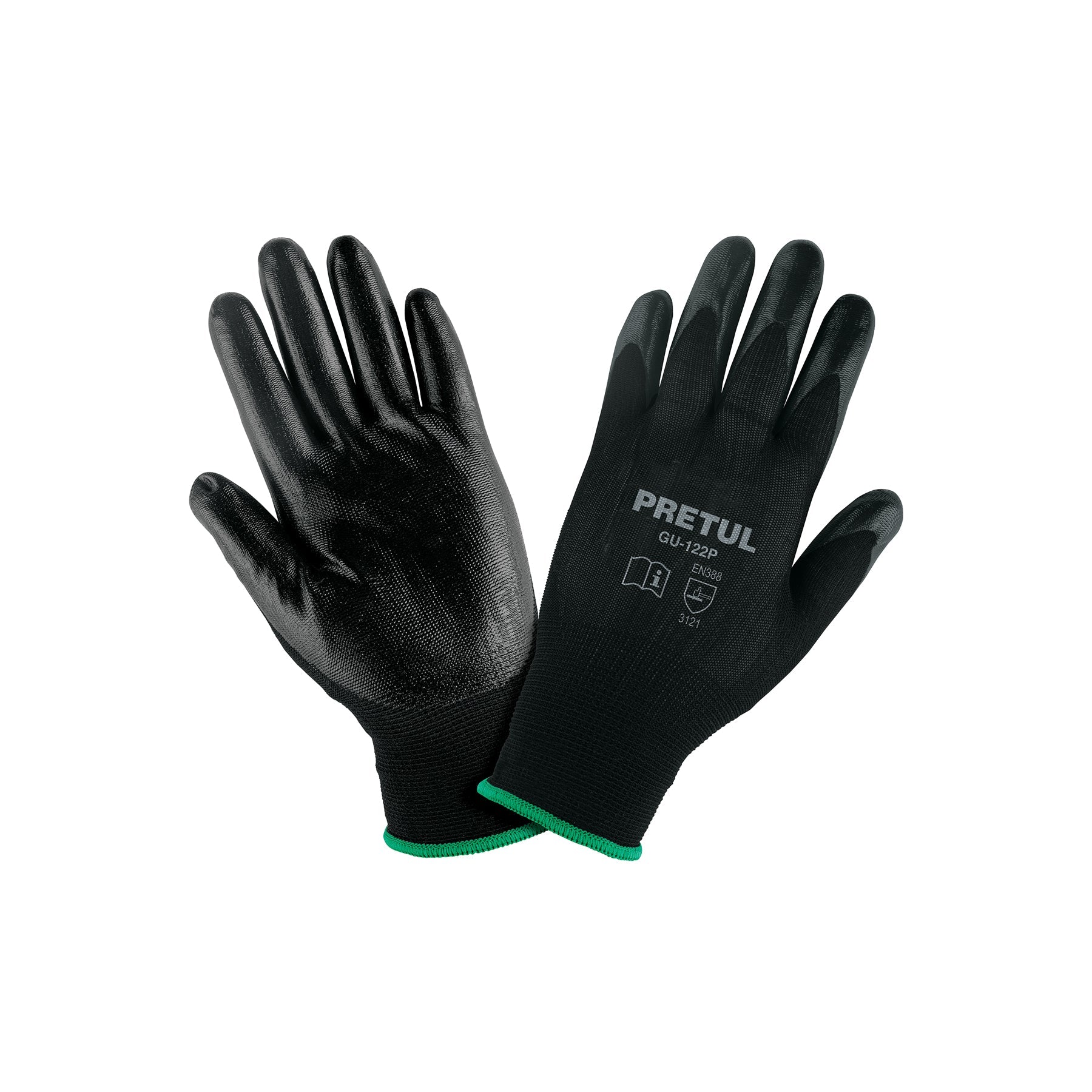 Guantes de nylon recubiertos de nitrilo, M, PRETUL | GU-122P | 20027