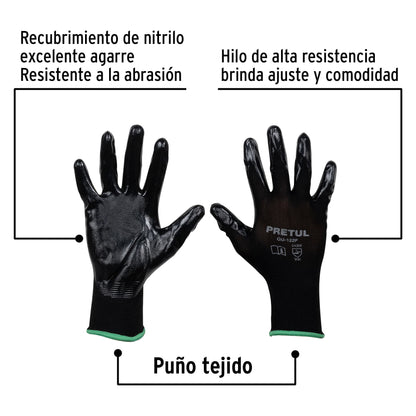 Guantes de nylon recubiertos de nitrilo, M, PRETUL | GU-122P | 20027
