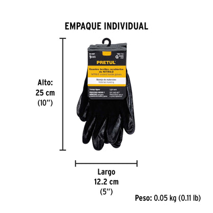 Guantes de nylon recubiertos de nitrilo, G, PRETUL | GU-123P | 20028