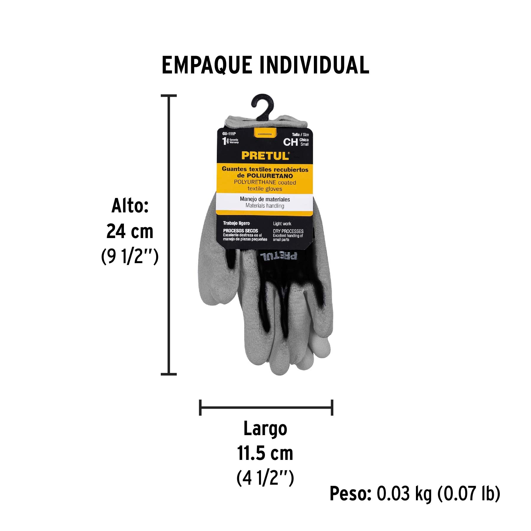 Guantes de nylon recubiertos de poliuretano, CH, PRETUL | GU-111P | 20029