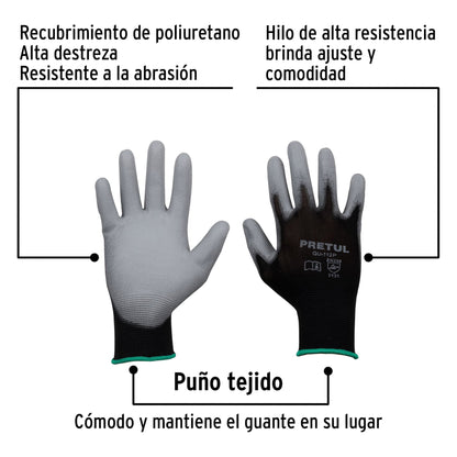 Guantes de nylon recubiertos de poliuretano, M, PRETUL | GU-112P | 20030