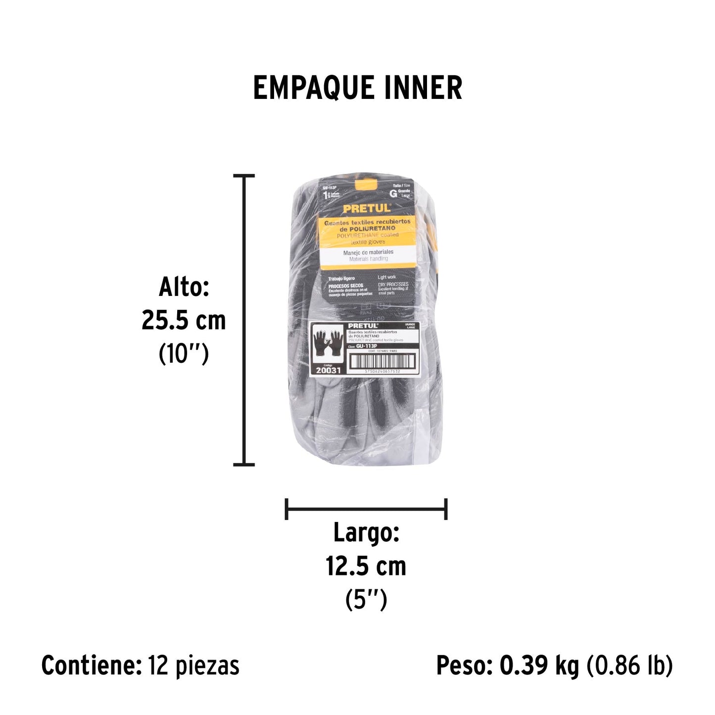 Guantes de nylon recubiertos de poliuretano, G, PRETUL | GU-113P | 20031