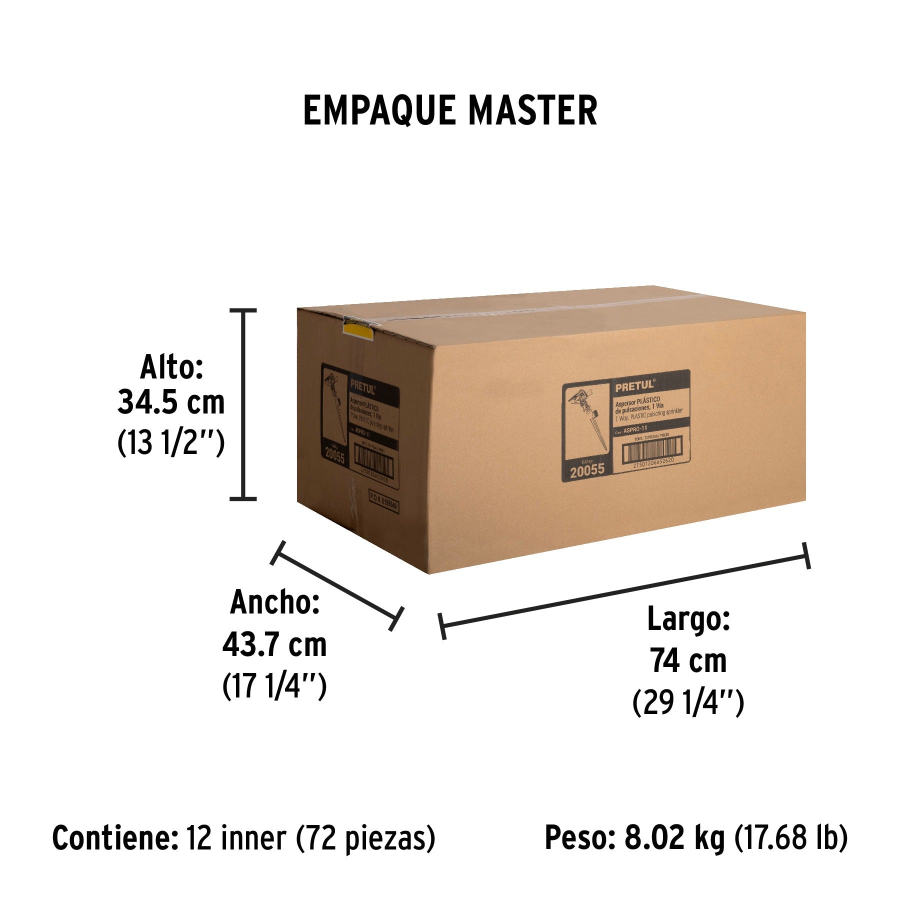 Aspersor plástico 11' una vía, estaca plástica, PRETUL | ASPRO-11 | 20055