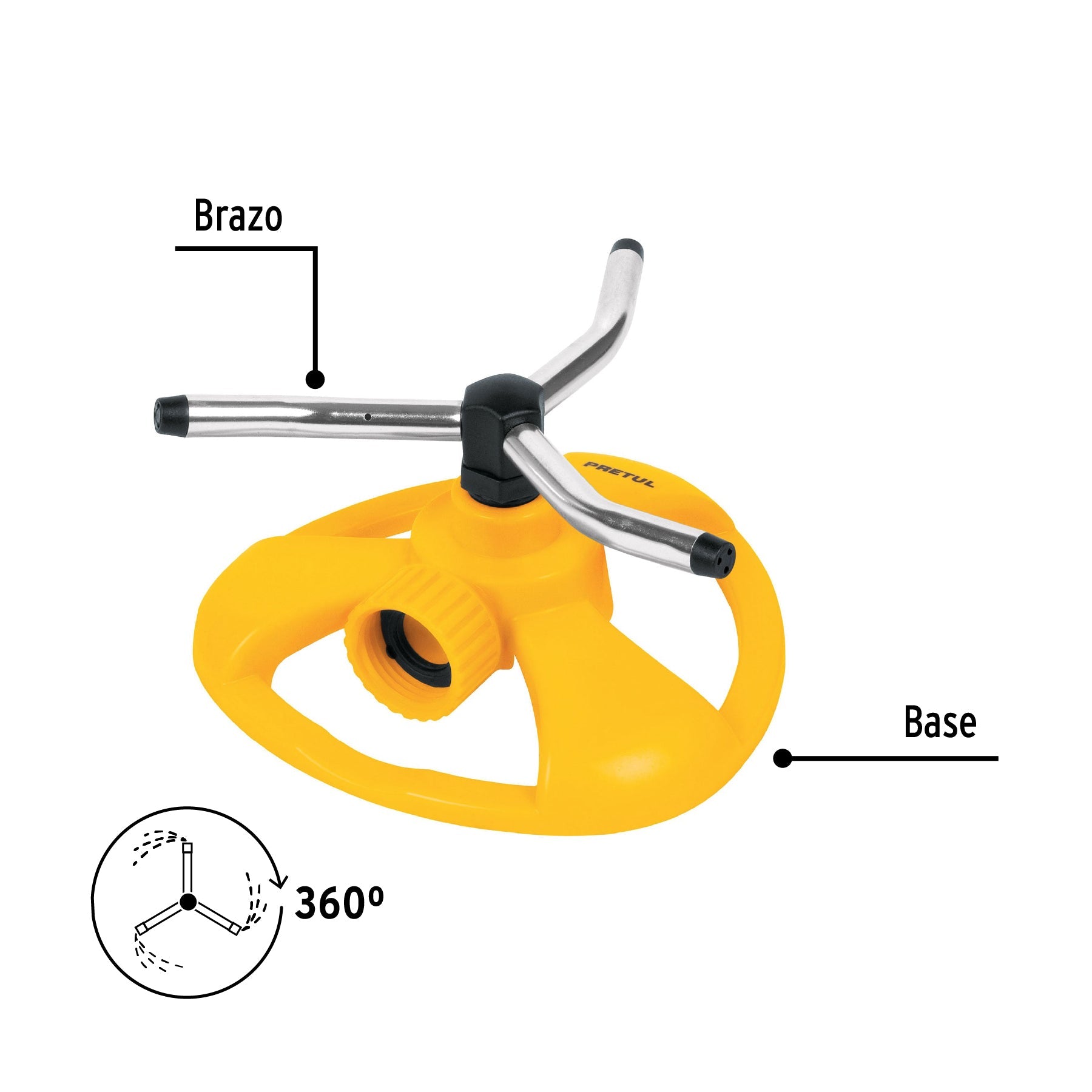 Aspersor giratorio de 3 brazos con base plástica, PRETUL | REG-3 | 20065