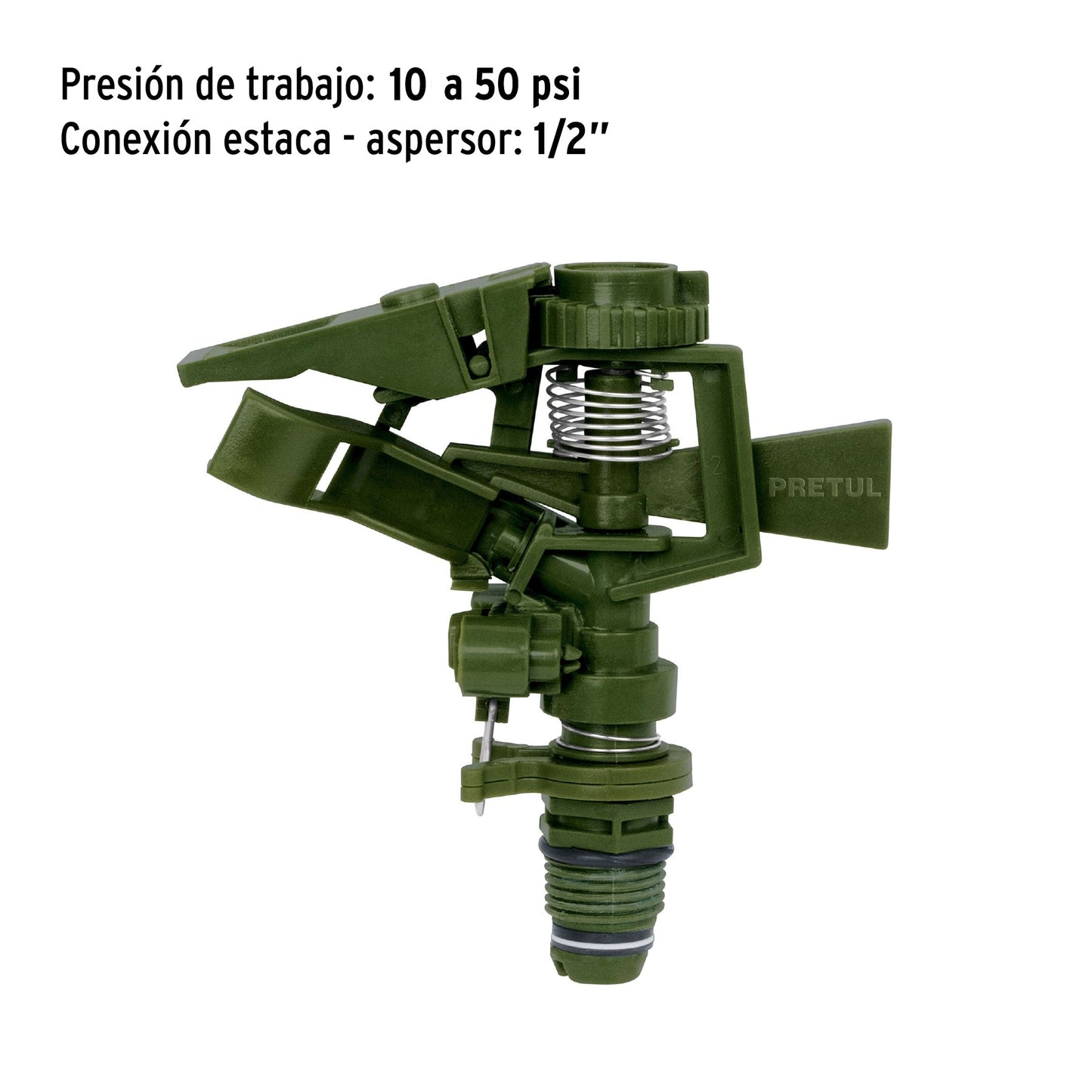 Aspersor plástico, cabeza sola, verde, PRETUL | ASVE | 20070