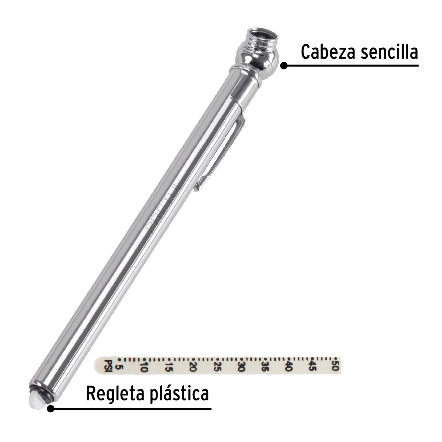 Calibrador de presión 50 psi, cabeza sencilla, Pretul | MEA-50SP | 20181