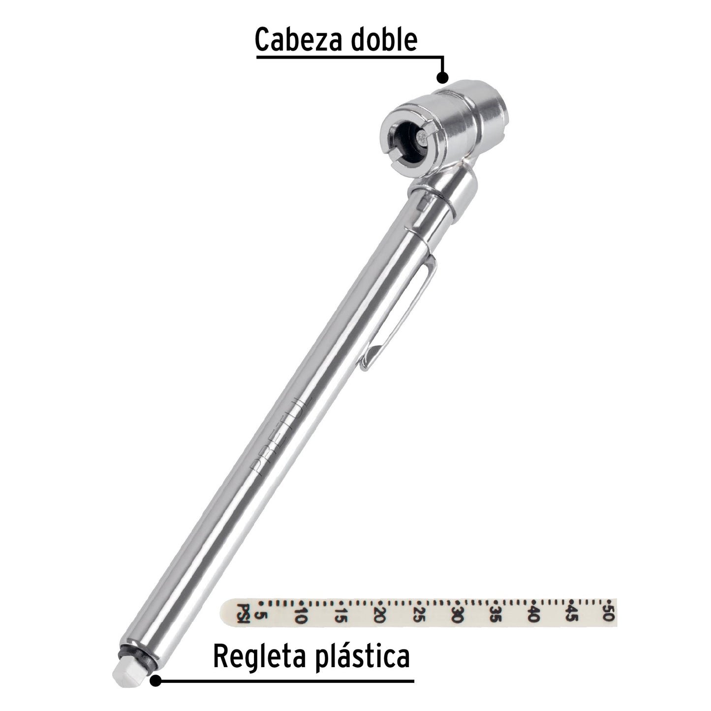 Calibrador de presión 50 psi, cabeza doble, Pretul | MEA-50DP | 20182