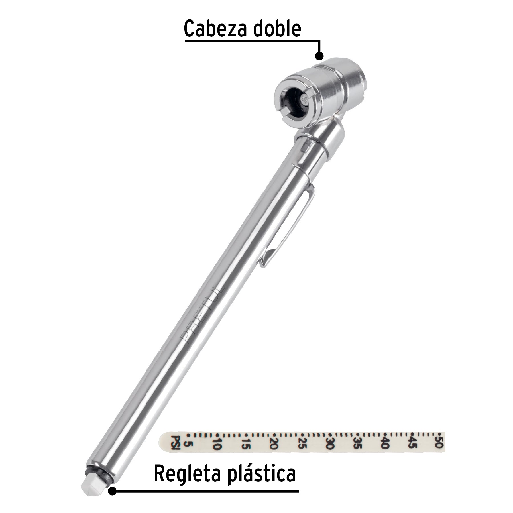 Calibrador de presión 50 psi, cabeza doble, Pretul | MEA-50DP | 20182
