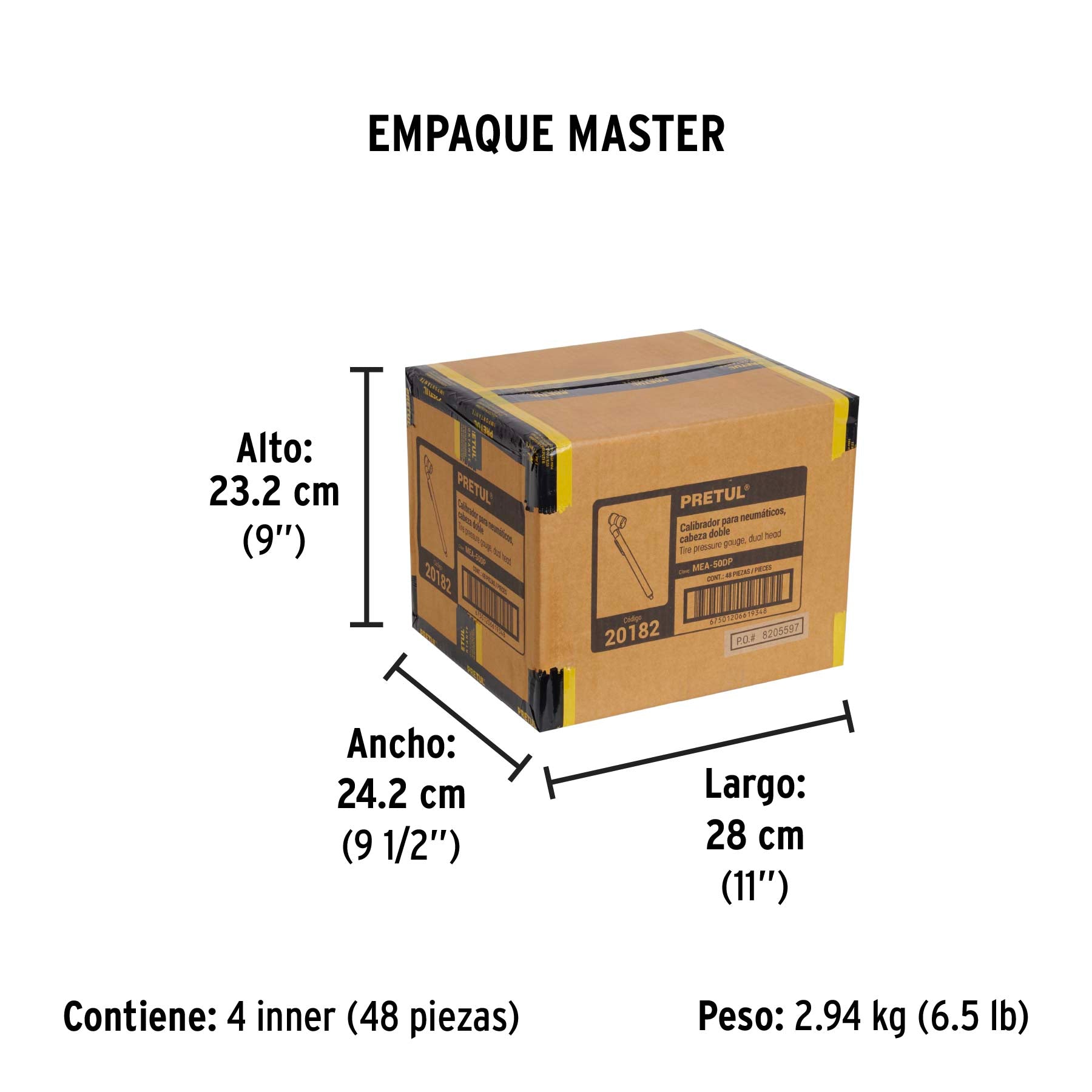 Calibrador de presión 50 psi, cabeza doble, Pretul | MEA-50DP | 20182