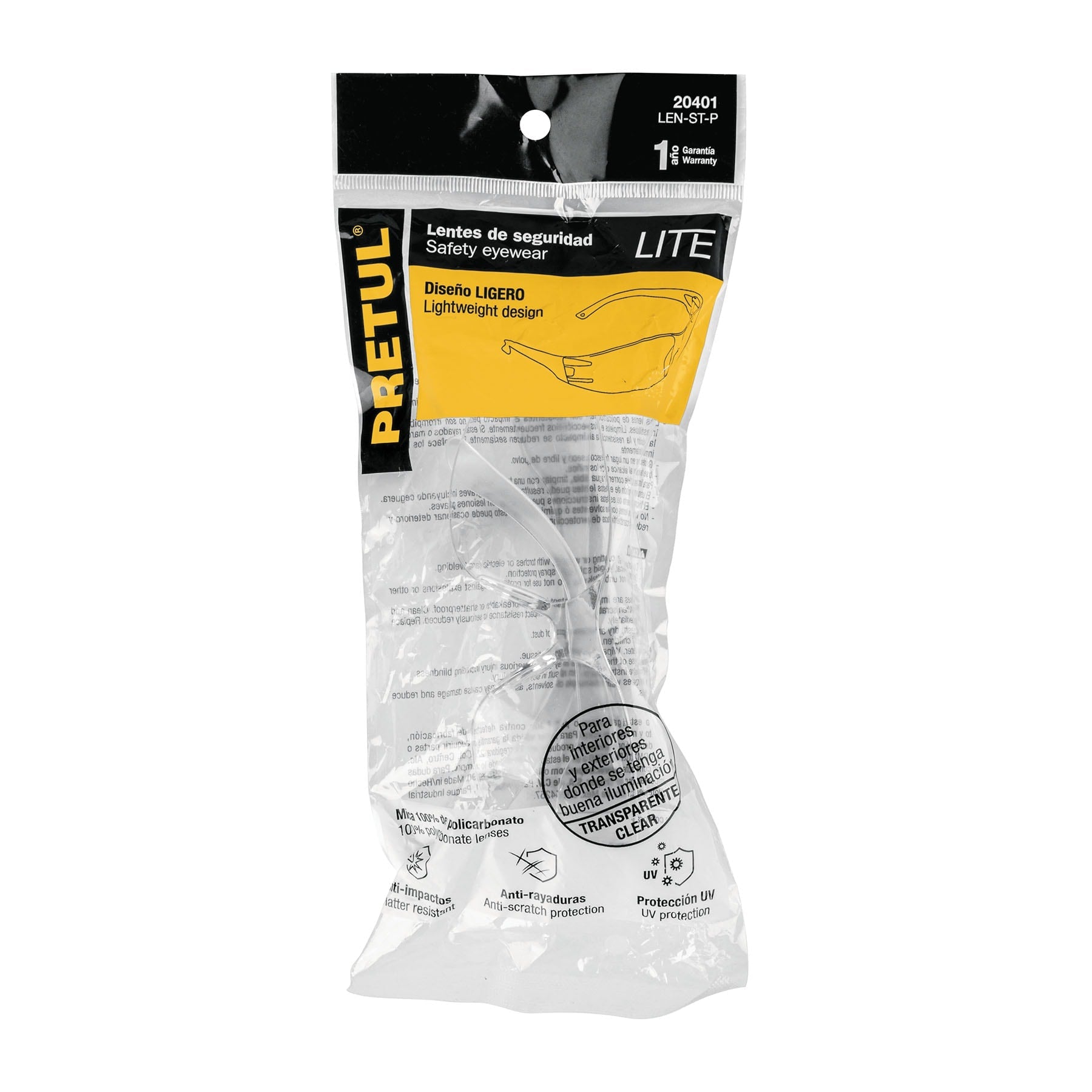 Lentes de seguridad transparentes, Pretul Lite | LEN-ST-P | 20401