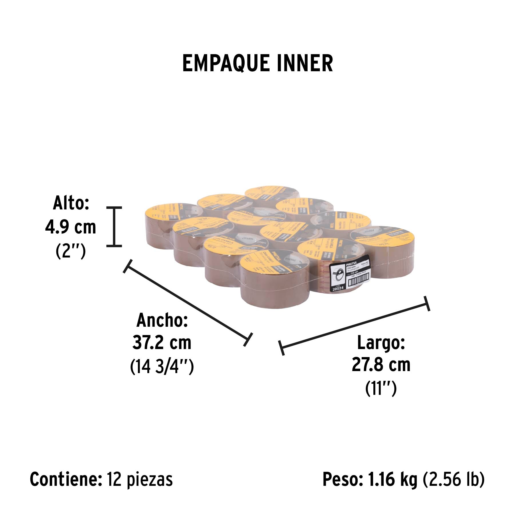 Cinta de empaque 48 mm x 40 m canela, Pretul | CCA-40P | 20524