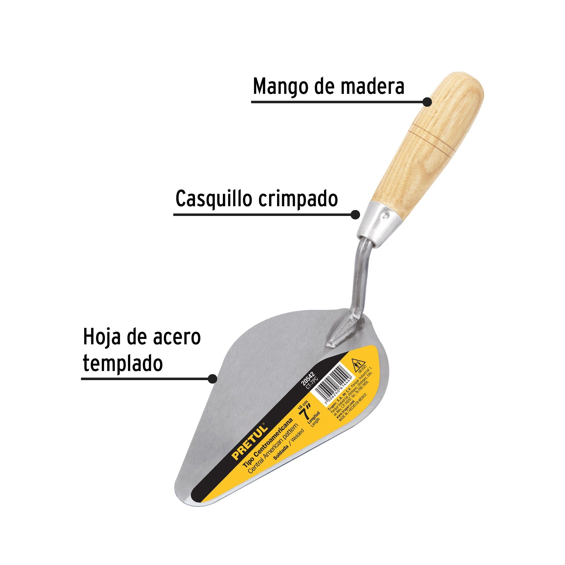 Cuchara para albañil 7' tipo Centroamericana, PRETUL | CT-7PC | 20542