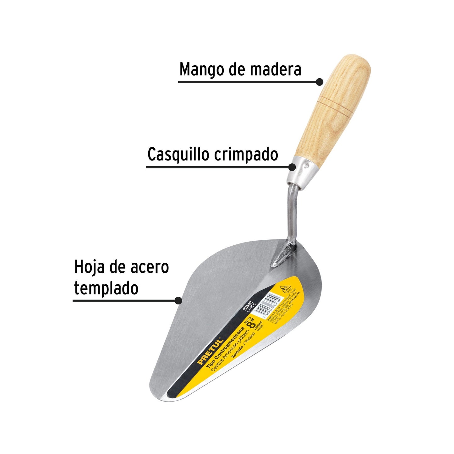 Cuchara para albañil 8' tipo Centroamericana, PRETUL | CT-8PC | 20543