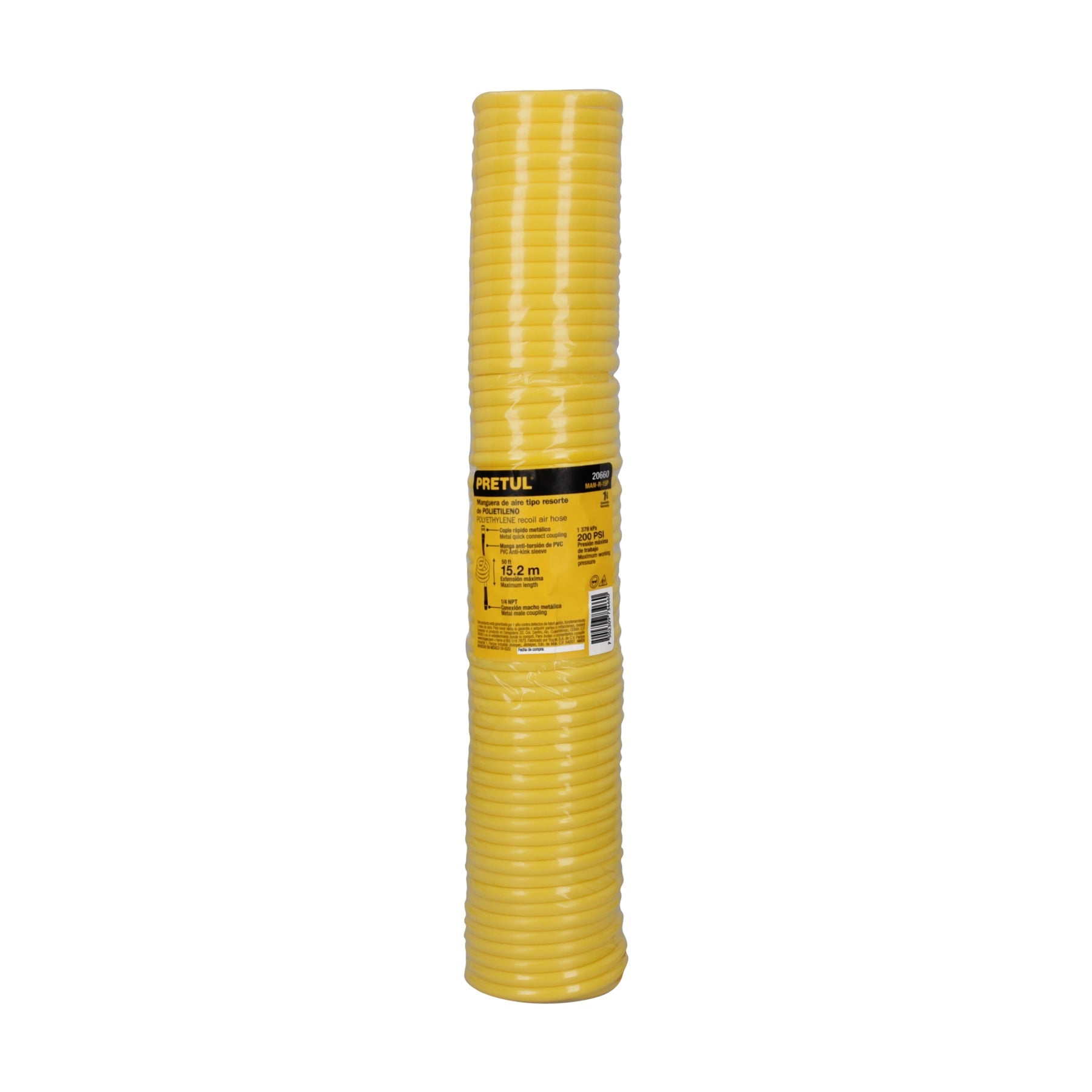 Manguera para compresor, tipo resorte, 15.2m x 1/4', Pretul | MAN-R-15P | 20660