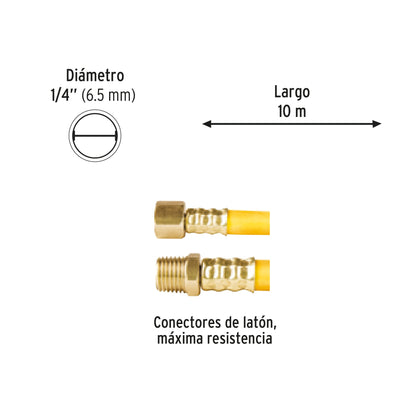 Manguera para compresor, de PVC, 10m x 1/4', Pretul | MAN-PI-10-1/4P | 20663