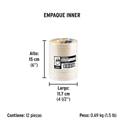 Cinta masking tape de 1/2' x 50 m, Pretul | MSK-1/2P | 20668