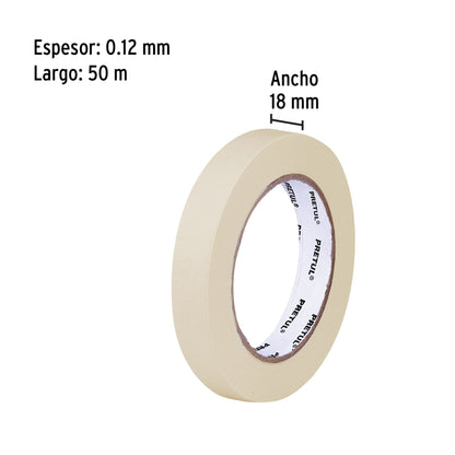 Cinta masking tape de 3/4' x 50 m, Pretul | MSK-3/4P | 20669