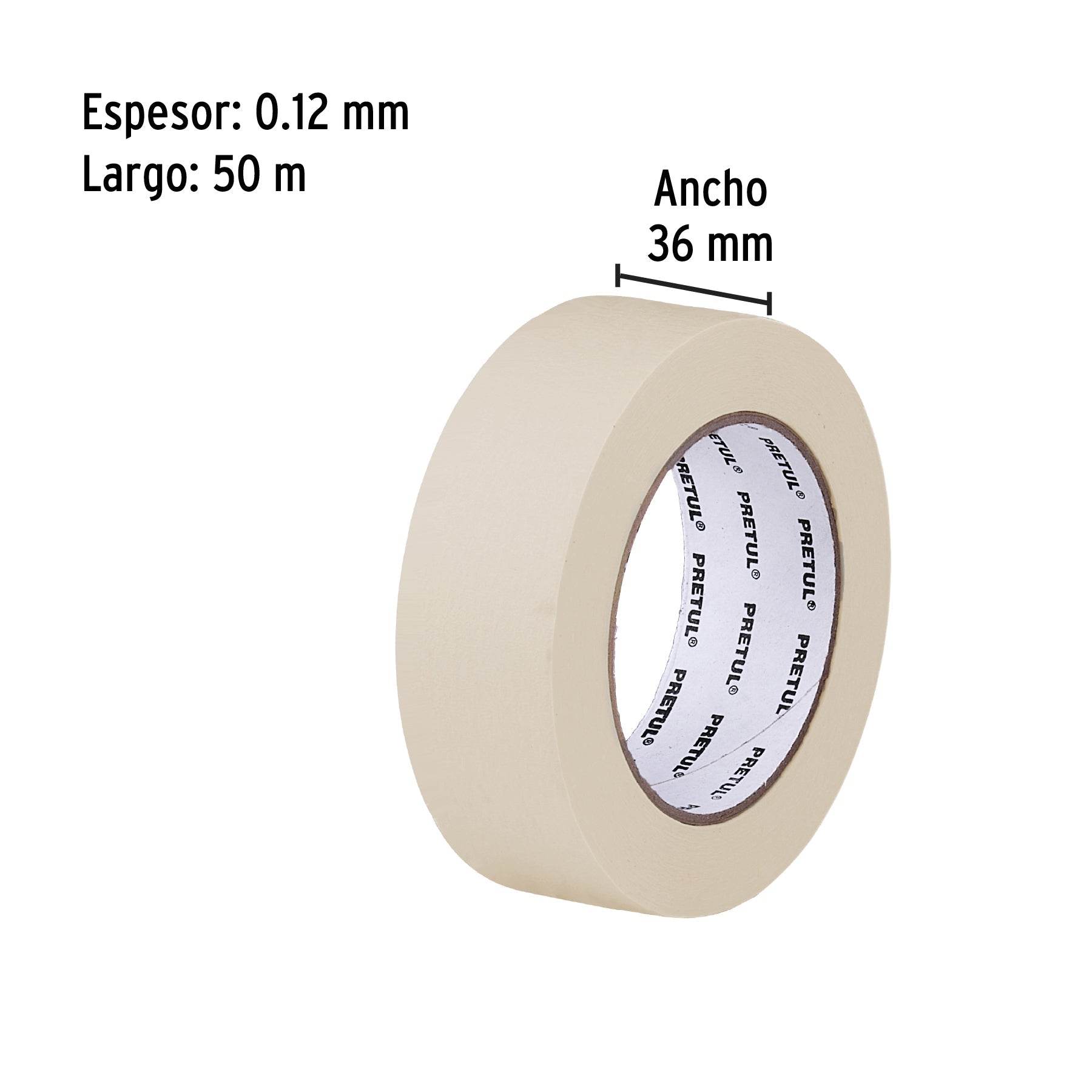 Cinta masking tape de 1-1/2' x 50 m, Pretul | MSK-1-1/2P | 20671
