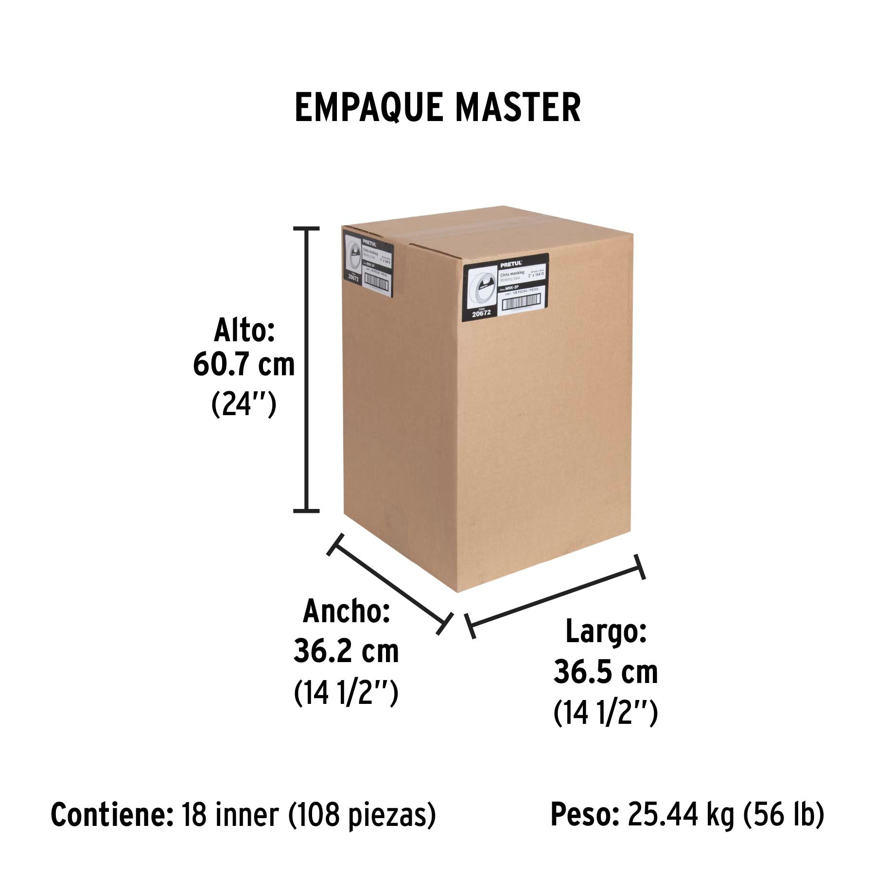 Cinta masking tape de 2' x 50 m, Pretul | MSK-2P | 20672