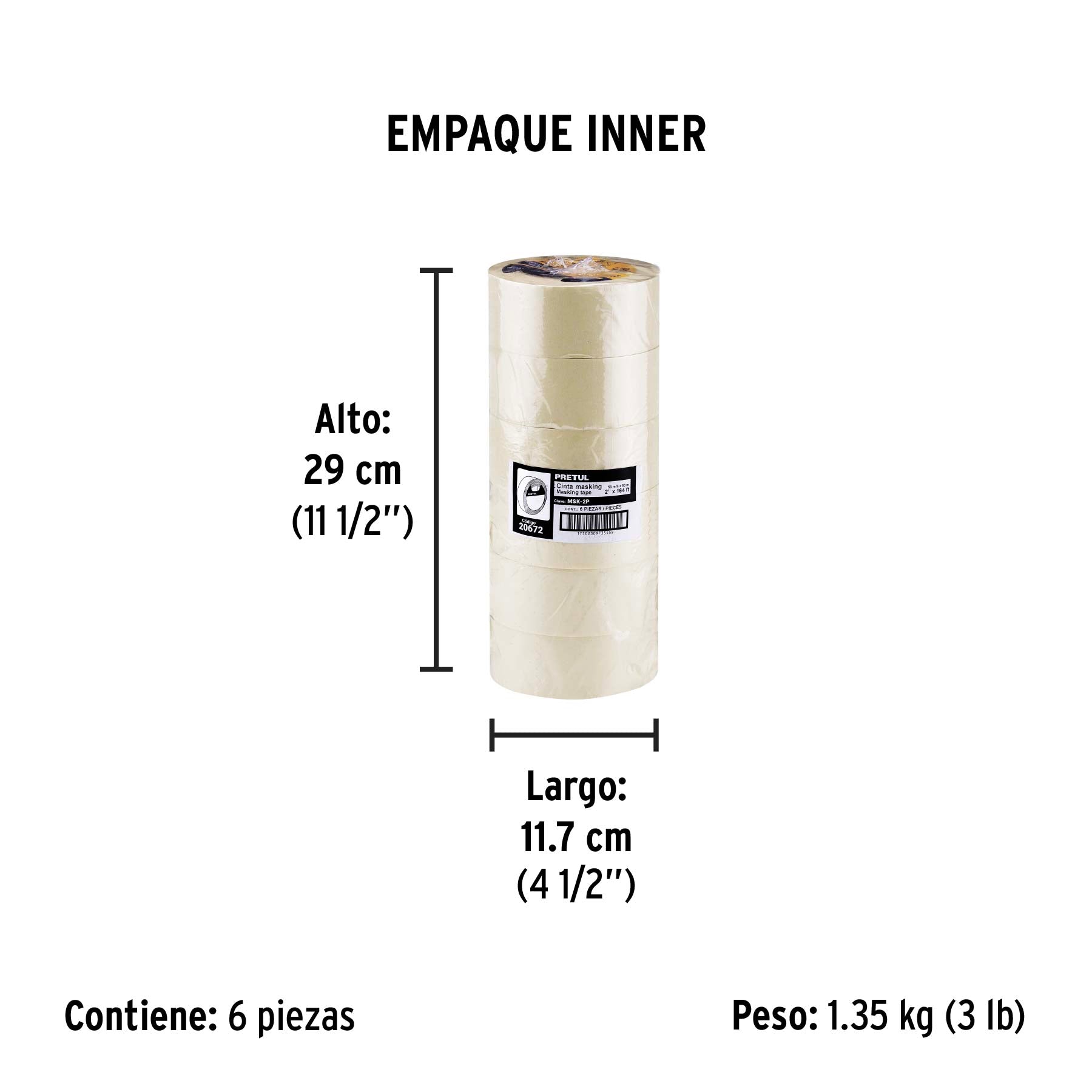 Cinta masking tape de 2' x 50 m, Pretul | MSK-2P | 20672