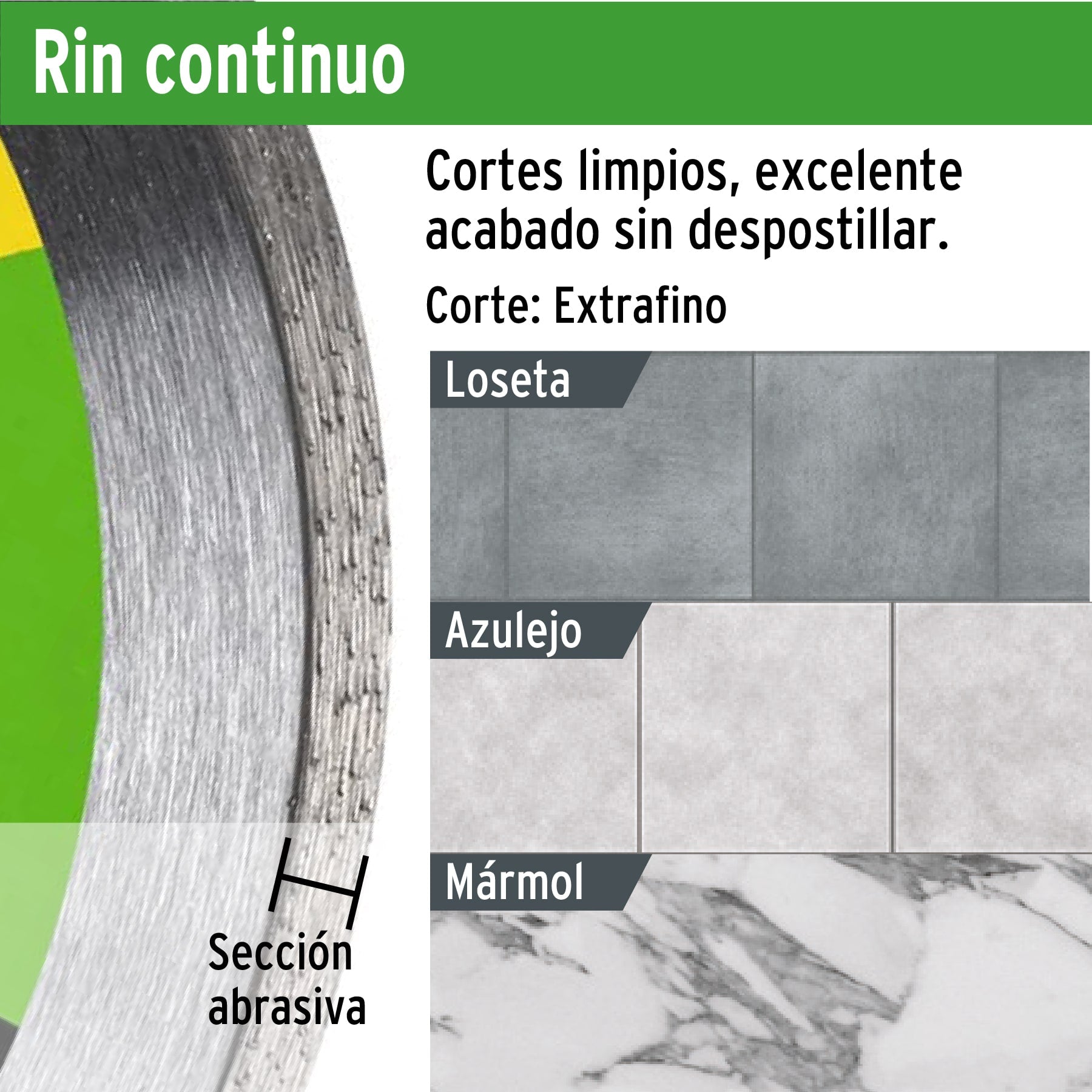 Disco de diamante de 4' x 1.8 mm, rin continuo, PRETUL | DID-140P | 21001