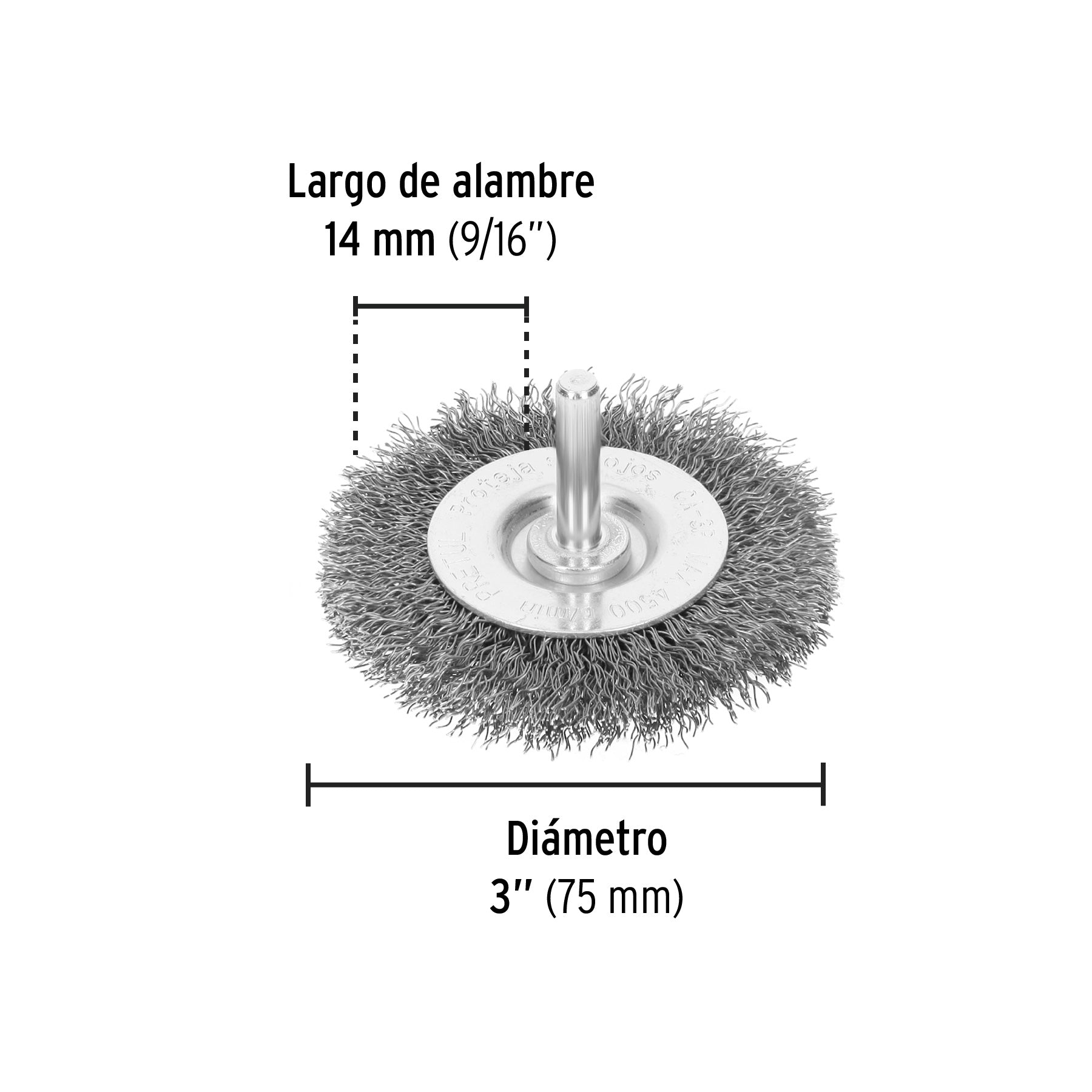 Carda circular 3' alambre grueso para taladro, Pretul | CA-3P | 21003