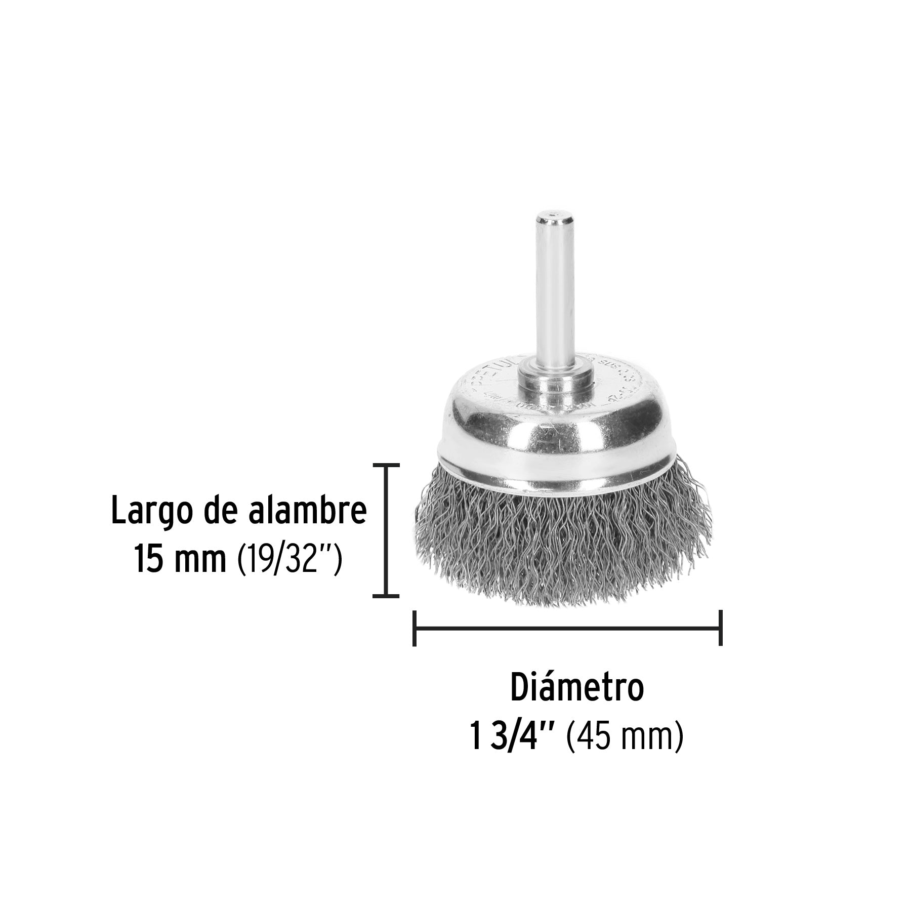 Carda de copa 1-3/4' alambre grueso para taladro, Pretul | CO-2P | 21004