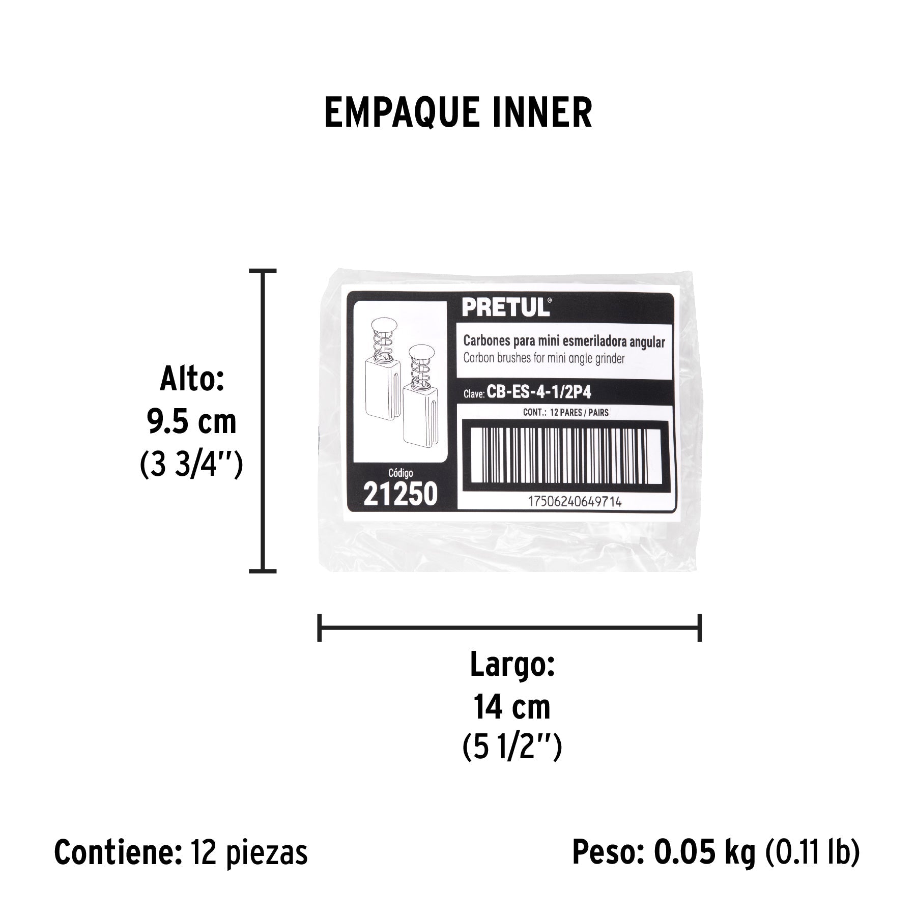 Bolsa con 2 carbones de repuesto para ESMA-4-1/2P4, PRETUL | CB-ES-4-1/2P4 | 21250
