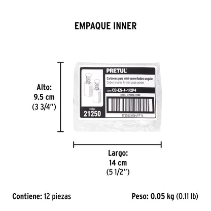 Bolsa con 2 carbones de repuesto para ESMA-4-1/2P4, PRETUL | CB-ES-4-1/2P4 | 21250