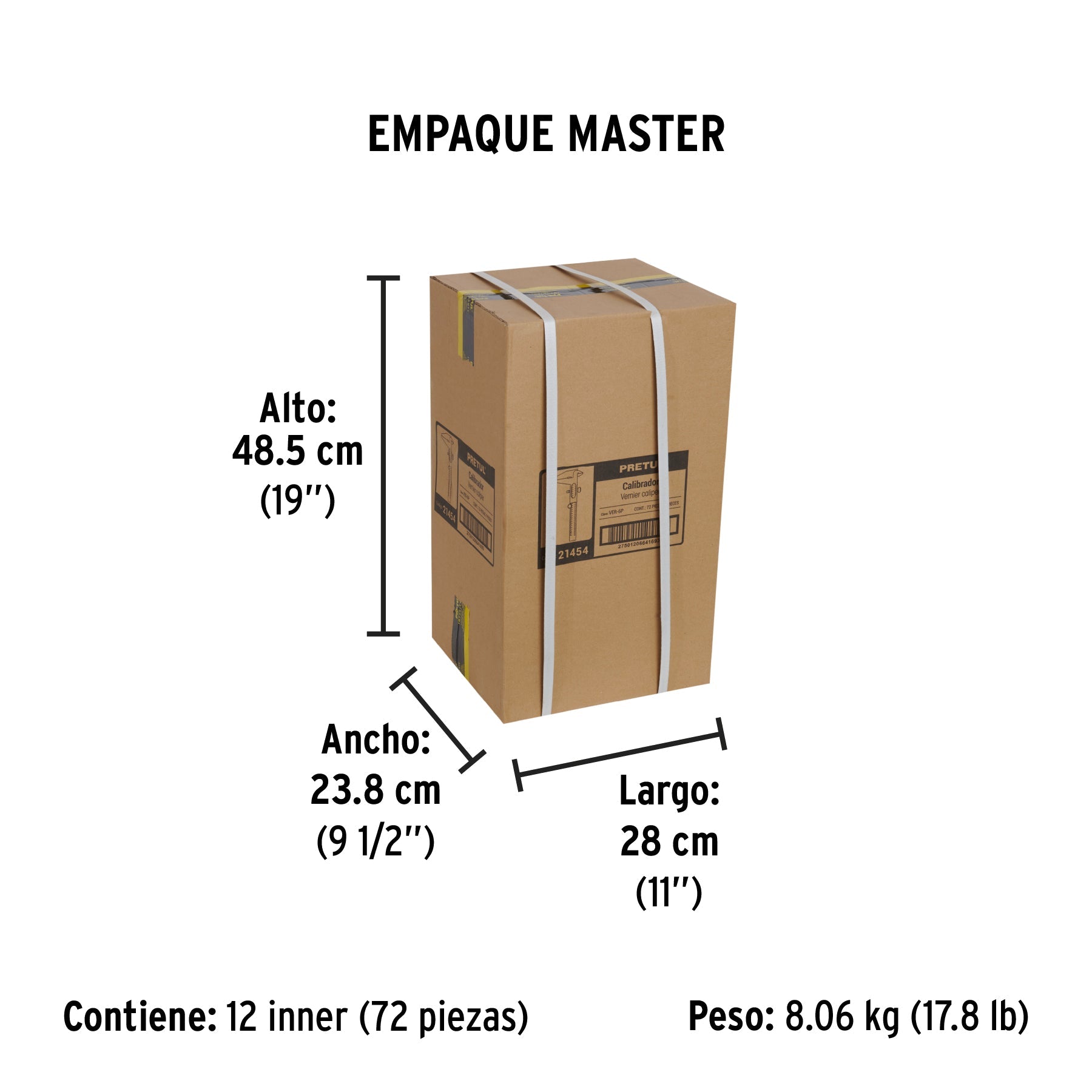 Calibrador vernier escolar 5', acero, std y mm, PRETUL | VER-6P | 21454