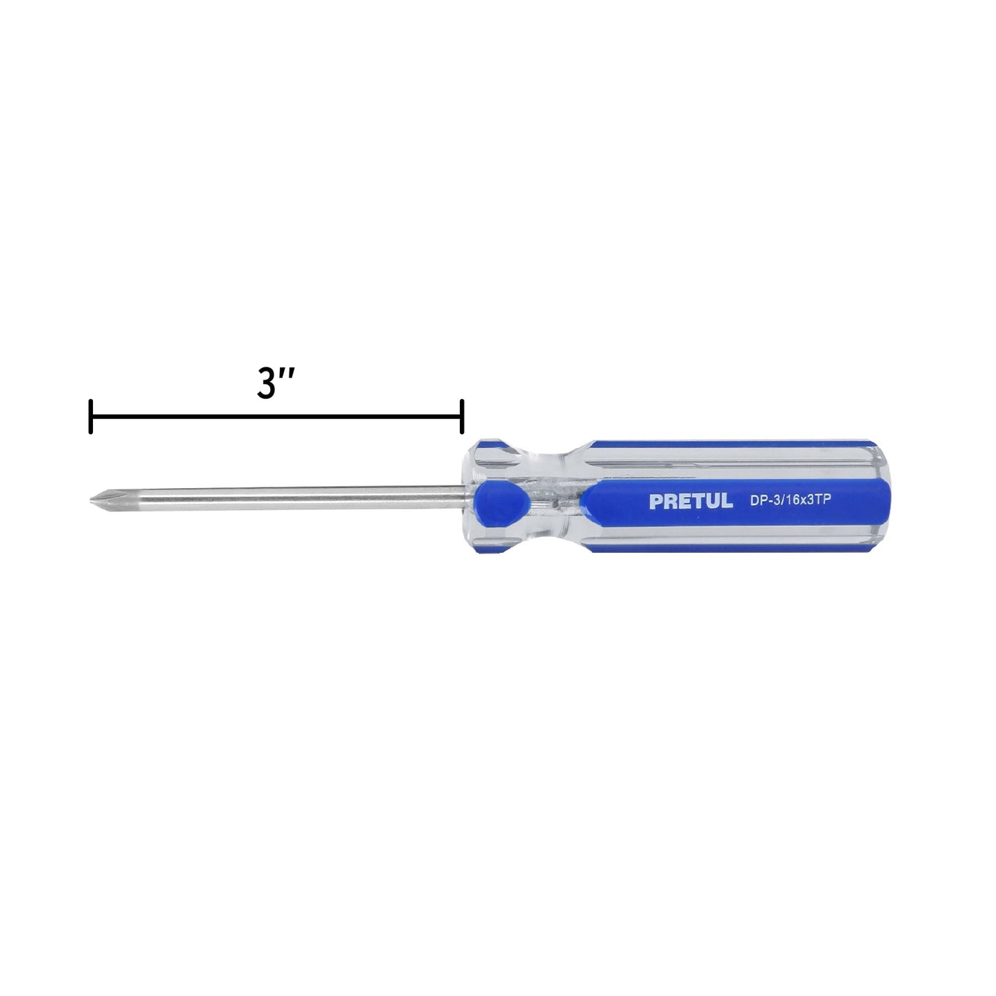 Desarmador de cruz 3/16 x 3' mango de PVC, Pretul | DP-3/16X3TP | 21471