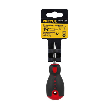 Desarmador plano 1/4' x 1-1/2'mango Comfort Grip, Pretul | DR-1/4X1-1/2BP | 21483
