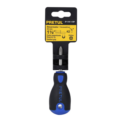 Desarmador de cruz 1/4' x 1-1/2' mango Comfort Grip, Pretul | DP-1/4X1-1/2BP | 21498