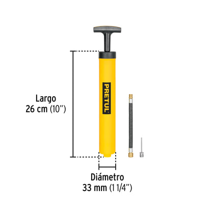 Mini bomba manual para inflar balones, 25 PSI, PRETUL | BOM-BAP | 21695