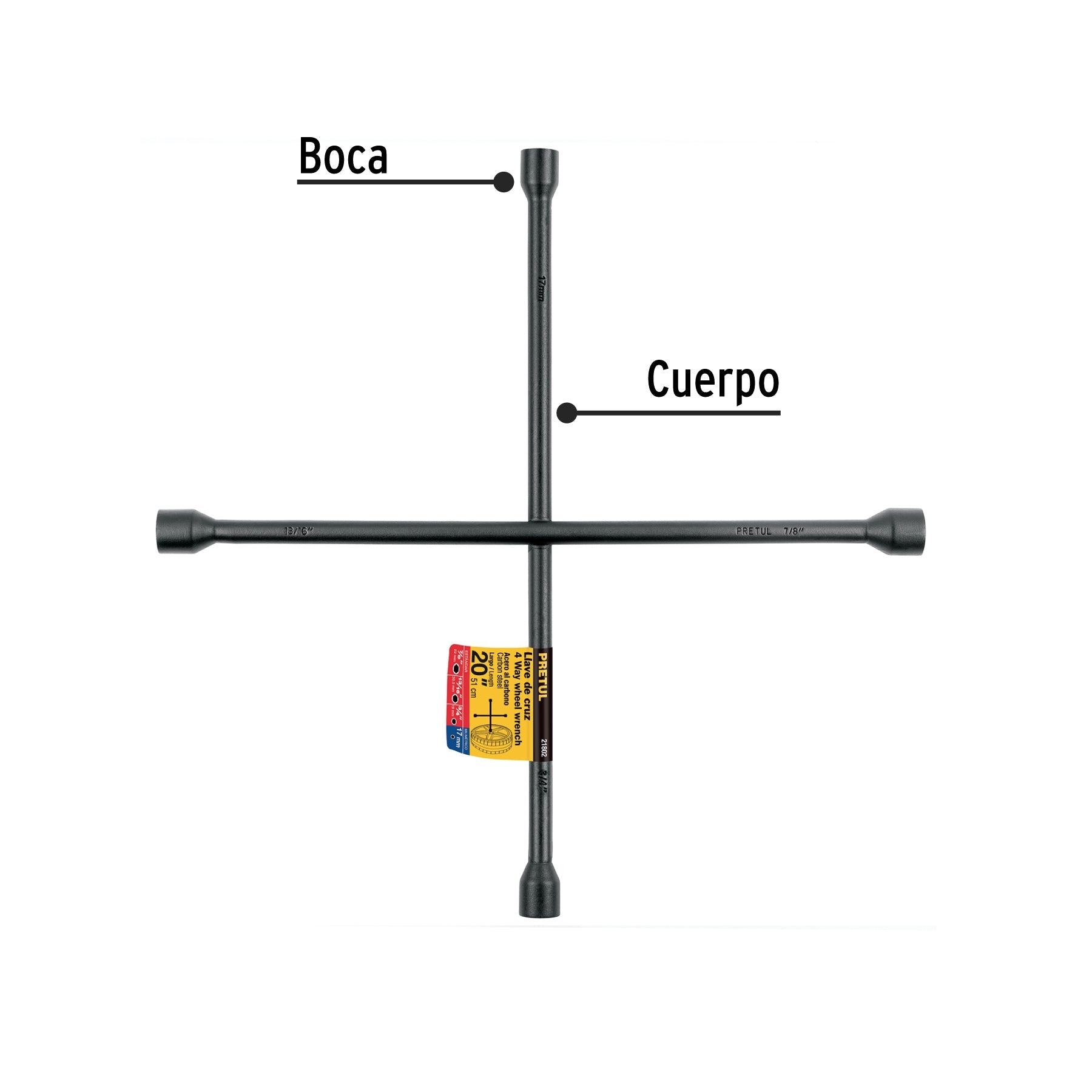 Llave de cruz 20', acabado negro mate, PRETUL | LLCR-20P | 21802