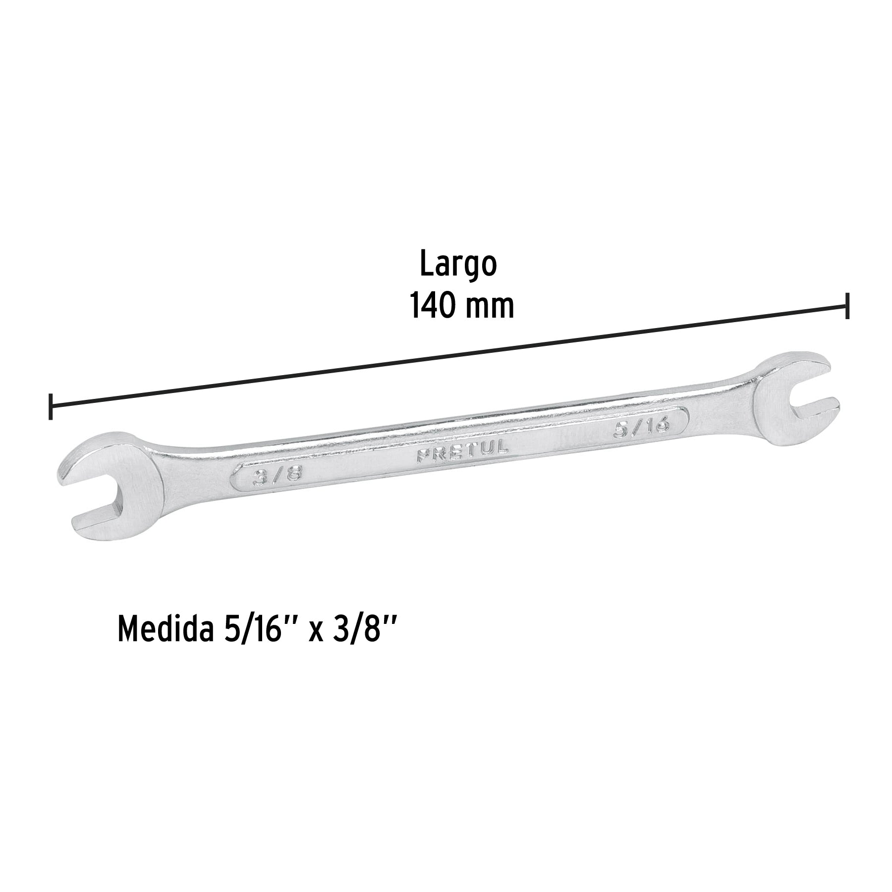 Llave española, 5/16 x 3/8' x 140 mm de largo, PRETUL | LL-3020P | 21951