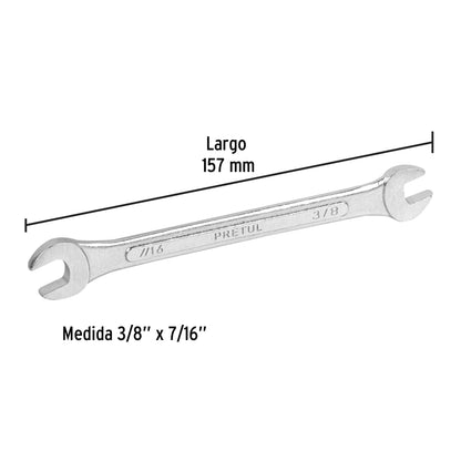 Llave española, 3/8 x 7/16' x 157 mm de largo, PRETUL | LL-3021P | 21952