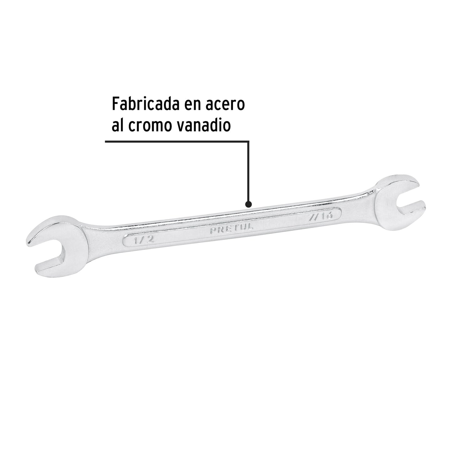 Llave española, 7/16 x 1/2' x 172 mm de largo, PRETUL | LL-3025P | 21953
