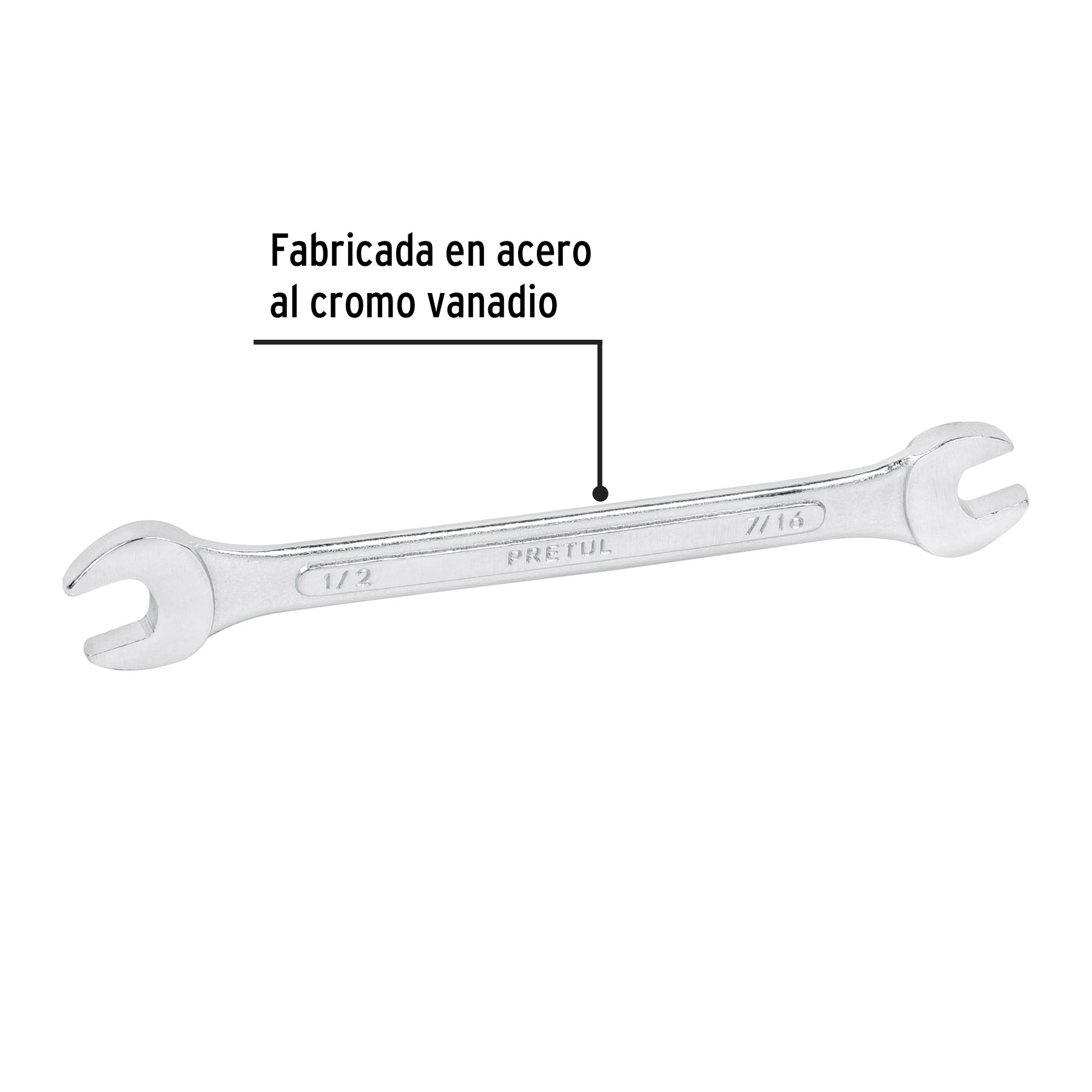 Llave española, 7/16 x 1/2' x 172 mm de largo, PRETUL | LL-3025P | 21953