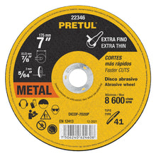 Disco Tipo 41 de 7' x 2 mm corte fino de metal, Pretul | DICOF-7020P | 22346