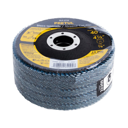 Disco laminado 4-1/2', grano 40 centro 7/8', fibra, PRETUL | DLP-2716 | 22350