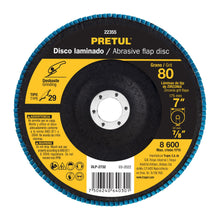 Disco laminado 7', grano 80 centro 7/8', fibra, PRETUL | DLP-2732 | 22355