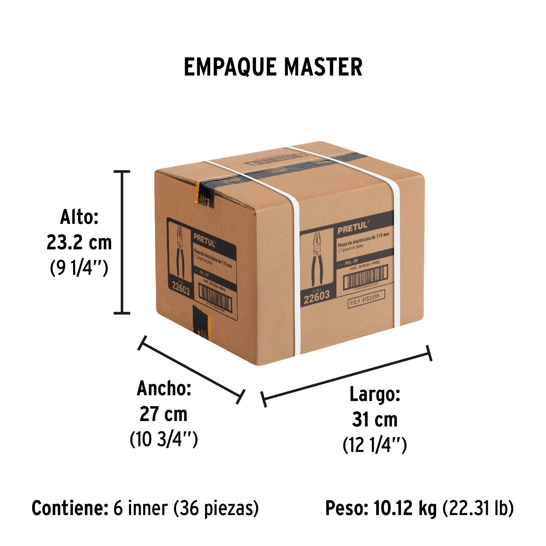Pinza para electricista 7' mango de PVC, Pretul | PEL-7P | 22603