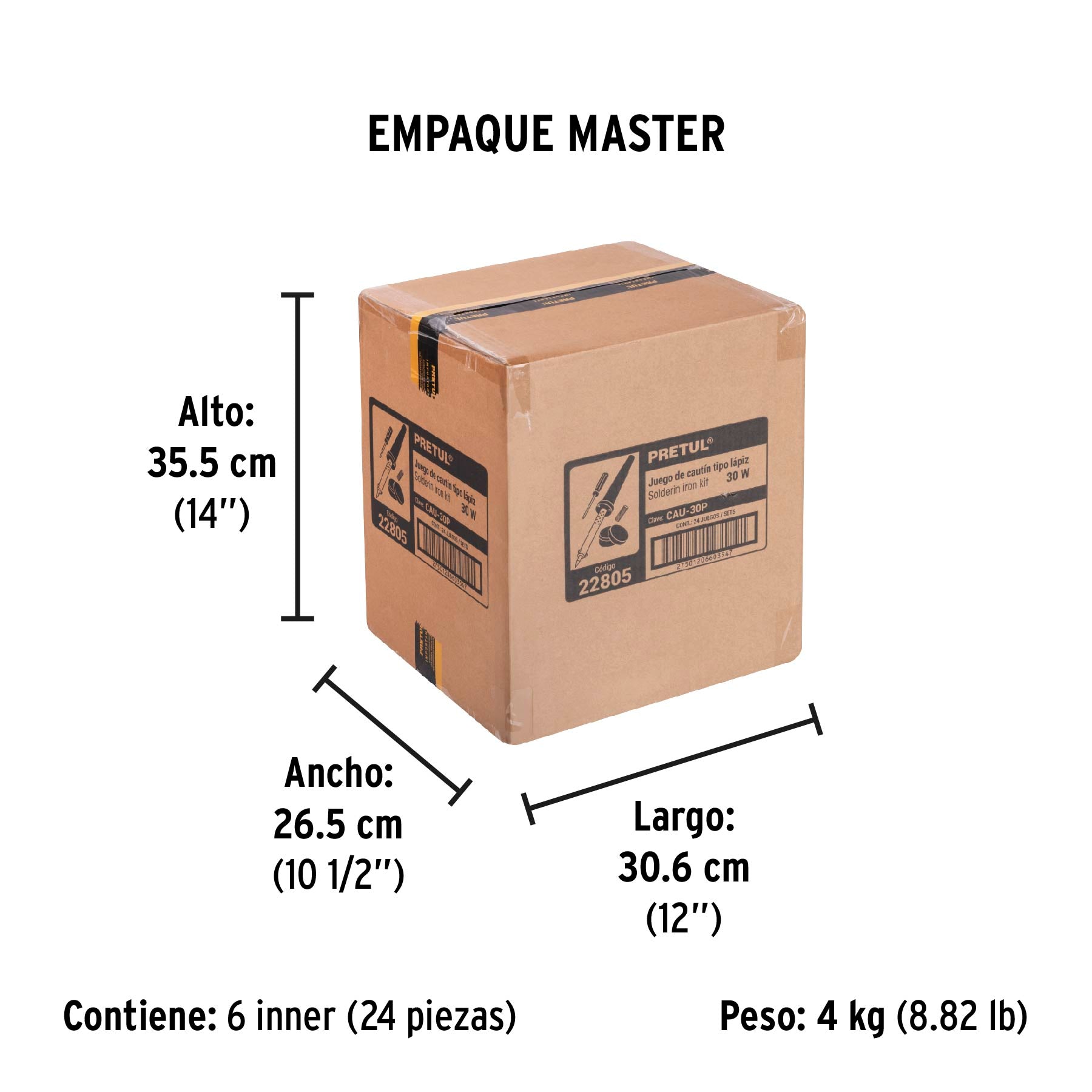 Cautín 30 W tipo lápiz con accesorios trabajo ligero, Pretul | CAU-30P | 22805