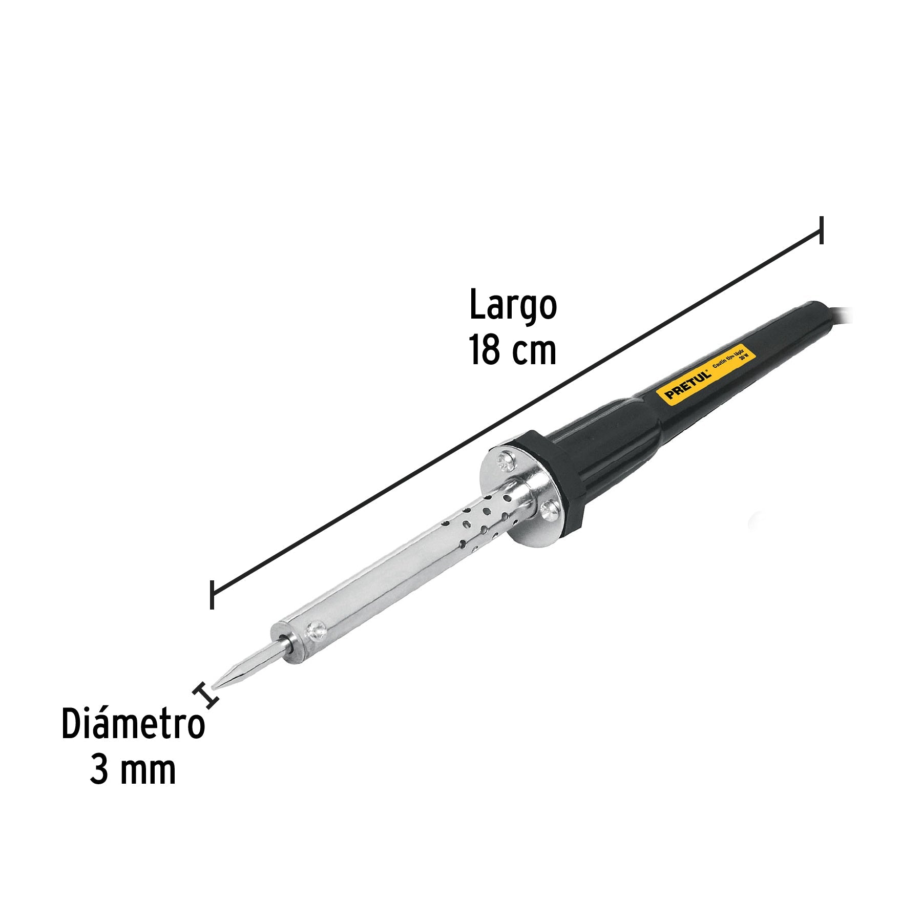 Cautín 30 W tipo lápiz para trabajo ligero, Pretul | CAU-30P2 | 22806